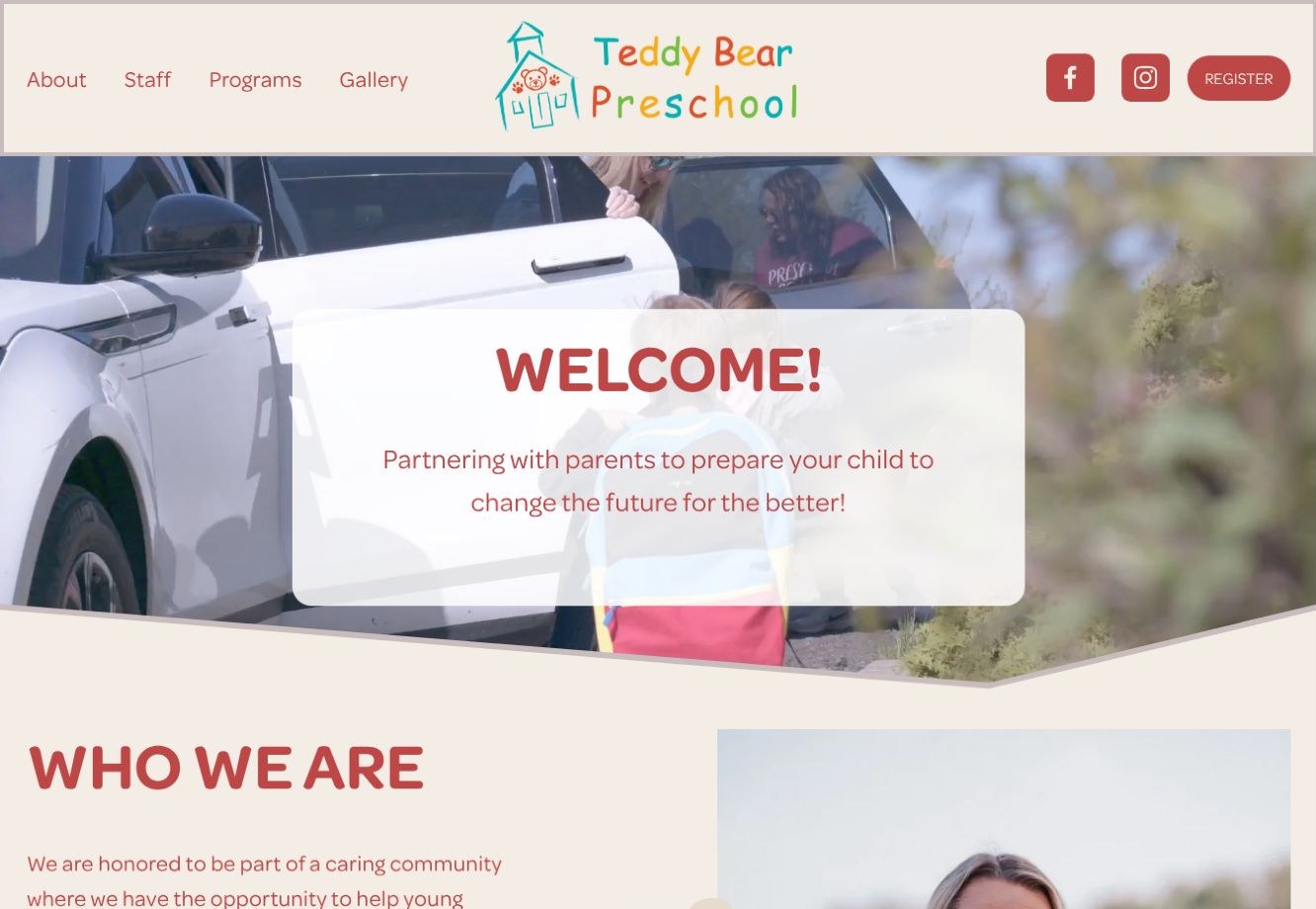 Teddy Bear Preschool website designed by B Creative