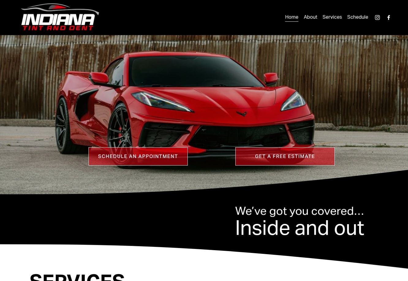Indiana Tint & Dent website designed by B Creative