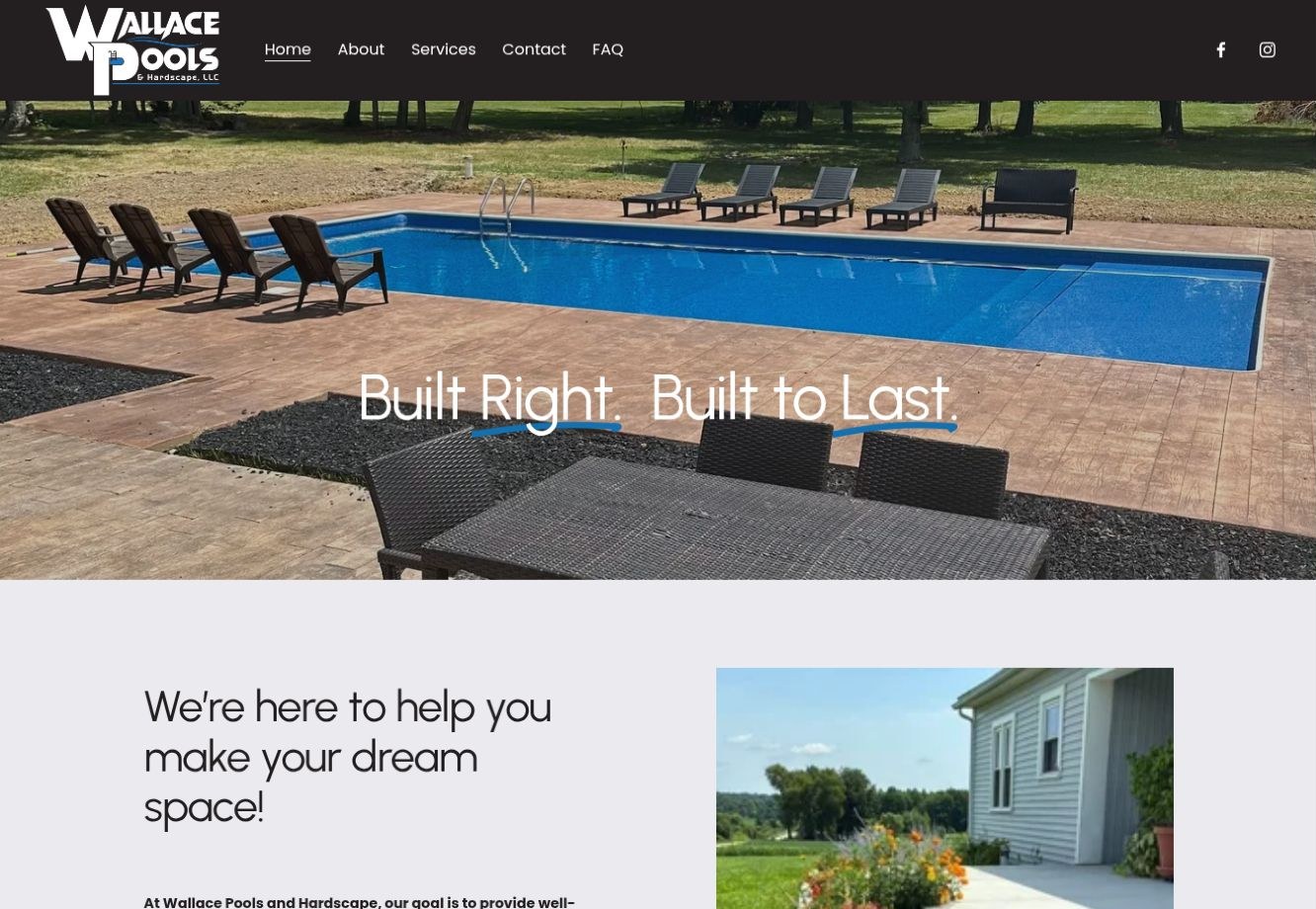 Wallace Pools & Hardscape website designed by B Creative